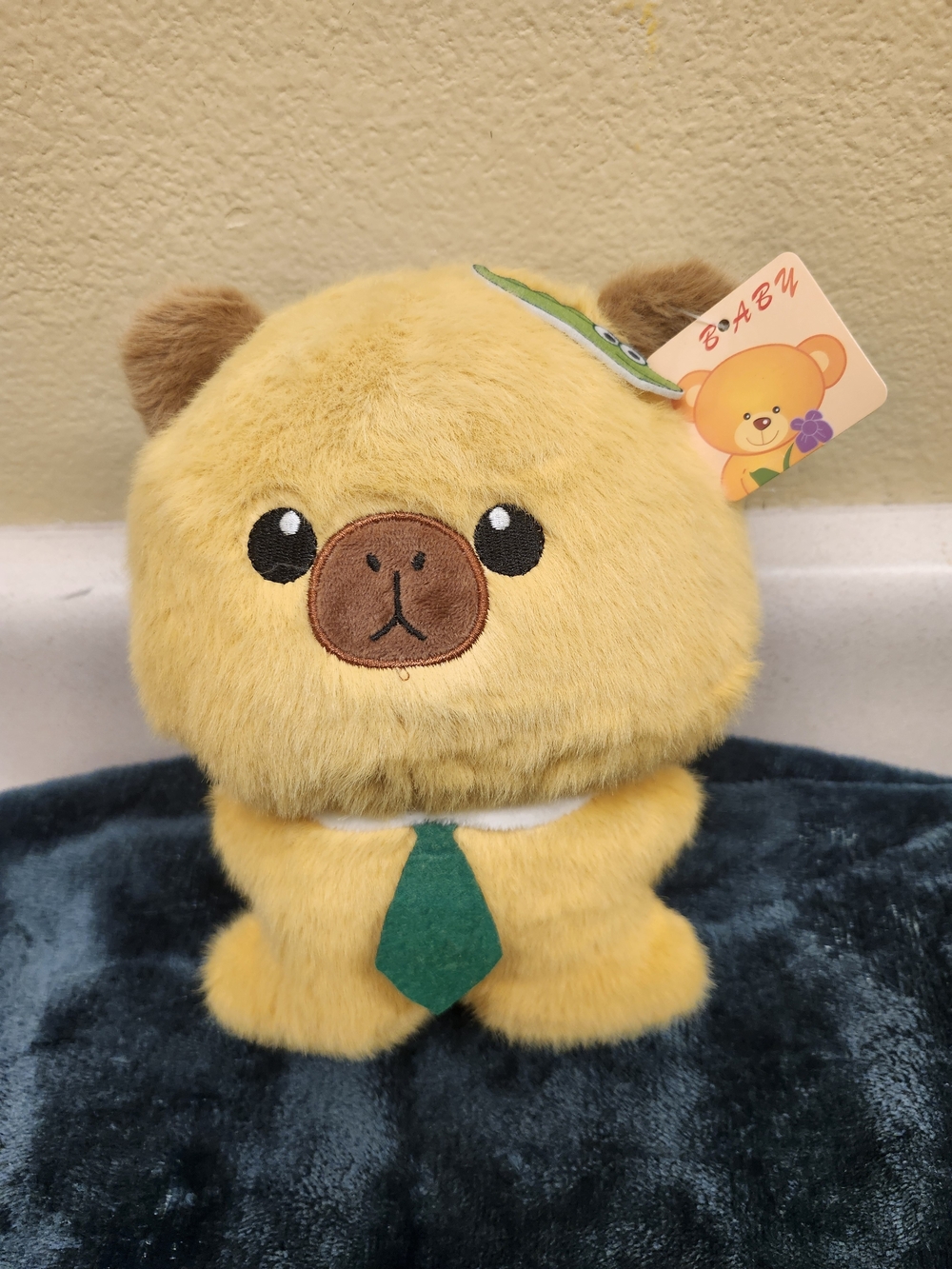 Source Unknown Yellow Plush Bear with Green Tie Kids Bag Charm